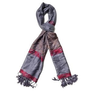 Scarf and Earrings Set Gray and Red